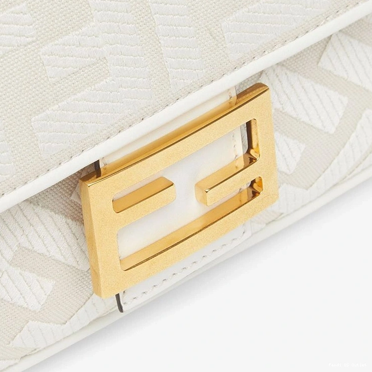 Affordable HOT Strap White Canvas Fendi In Medium FF Bag Motif with Laser Baguette Cut 0720
